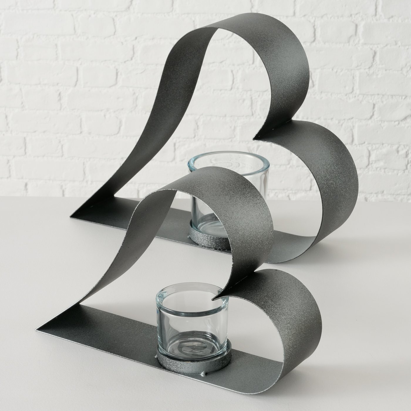 Teelichthalter Valeska 2er, grau 