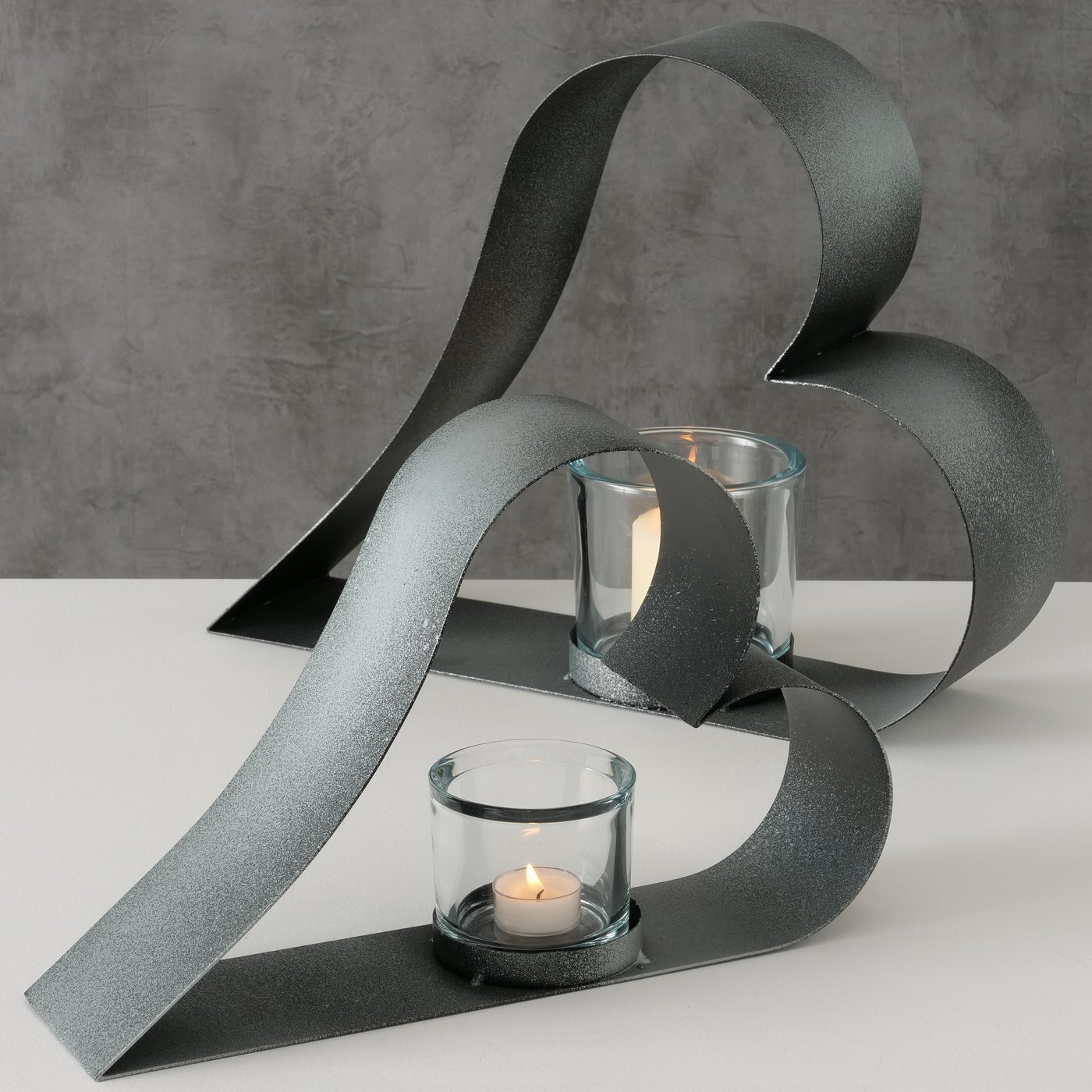 Teelichthalter Valeska 2er, grau 