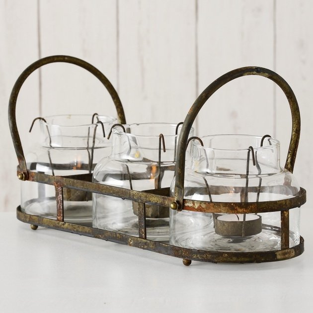 Teelichthalter Zuma Eisen, braun 38 x 13 x 11 cm