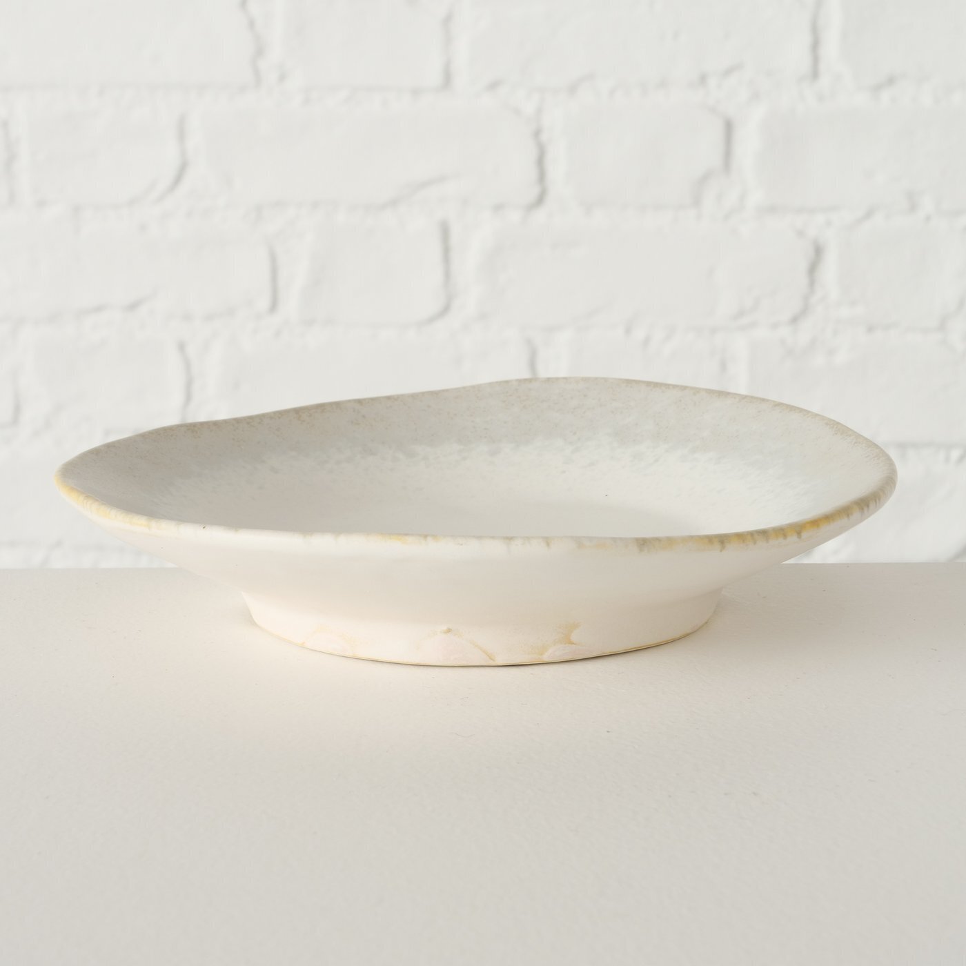 Teller Elysa aus Steingut, beige 