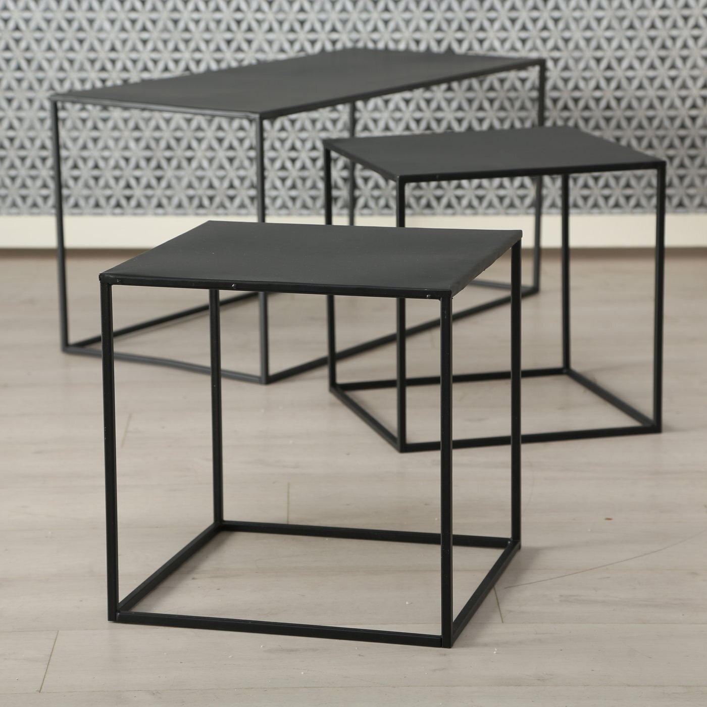 Tisch Beistelltisch Duo Trio, schwarz 