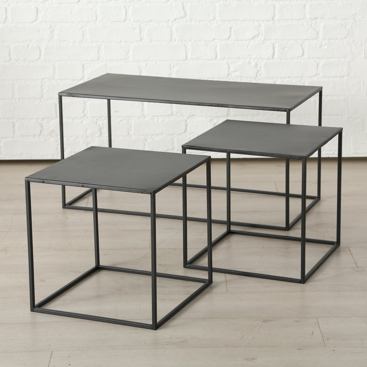 Tisch Beistelltisch Duo Trio, schwarz 