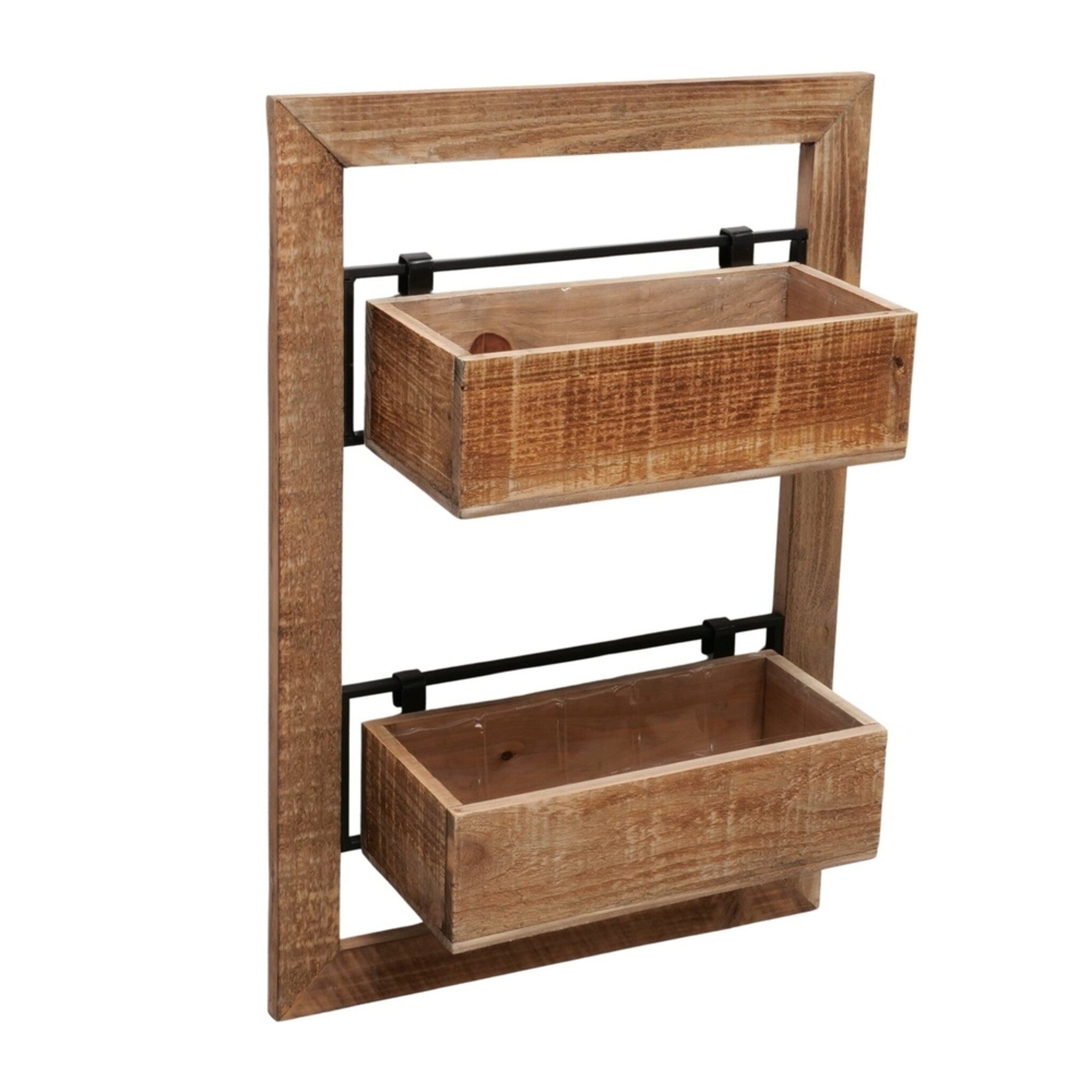 Holz Pflanzkisten für die Wand Übertopf Aneta, braun 