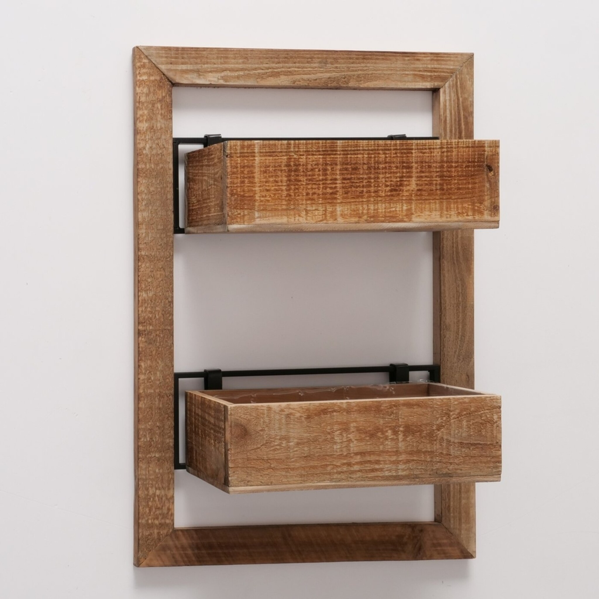 Holz Pflanzkisten für die Wand Übertopf Aneta, braun 