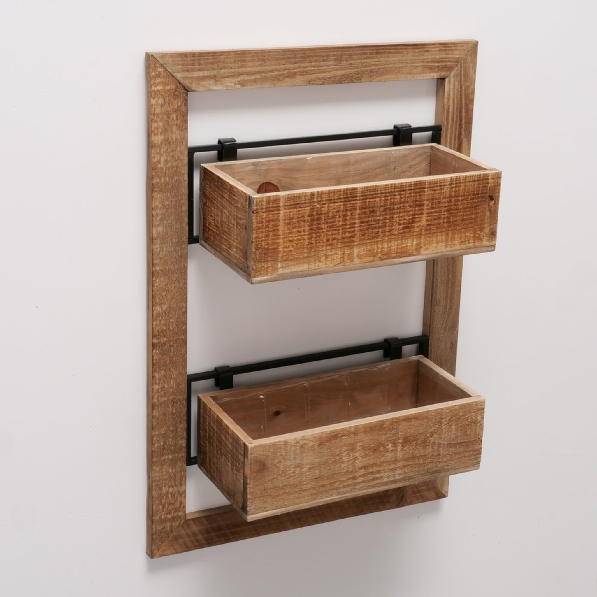 Holz Pflanzkisten für die Wand Übertopf Aneta, braun 