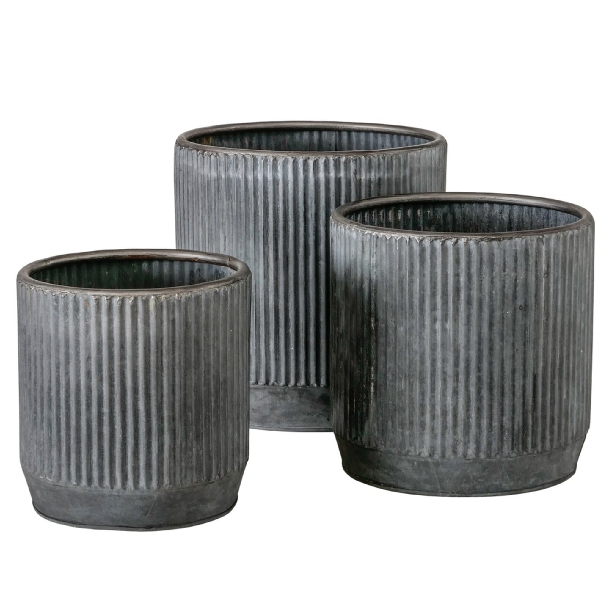 Metall Übertopf Bionda, 3er Set, grau 