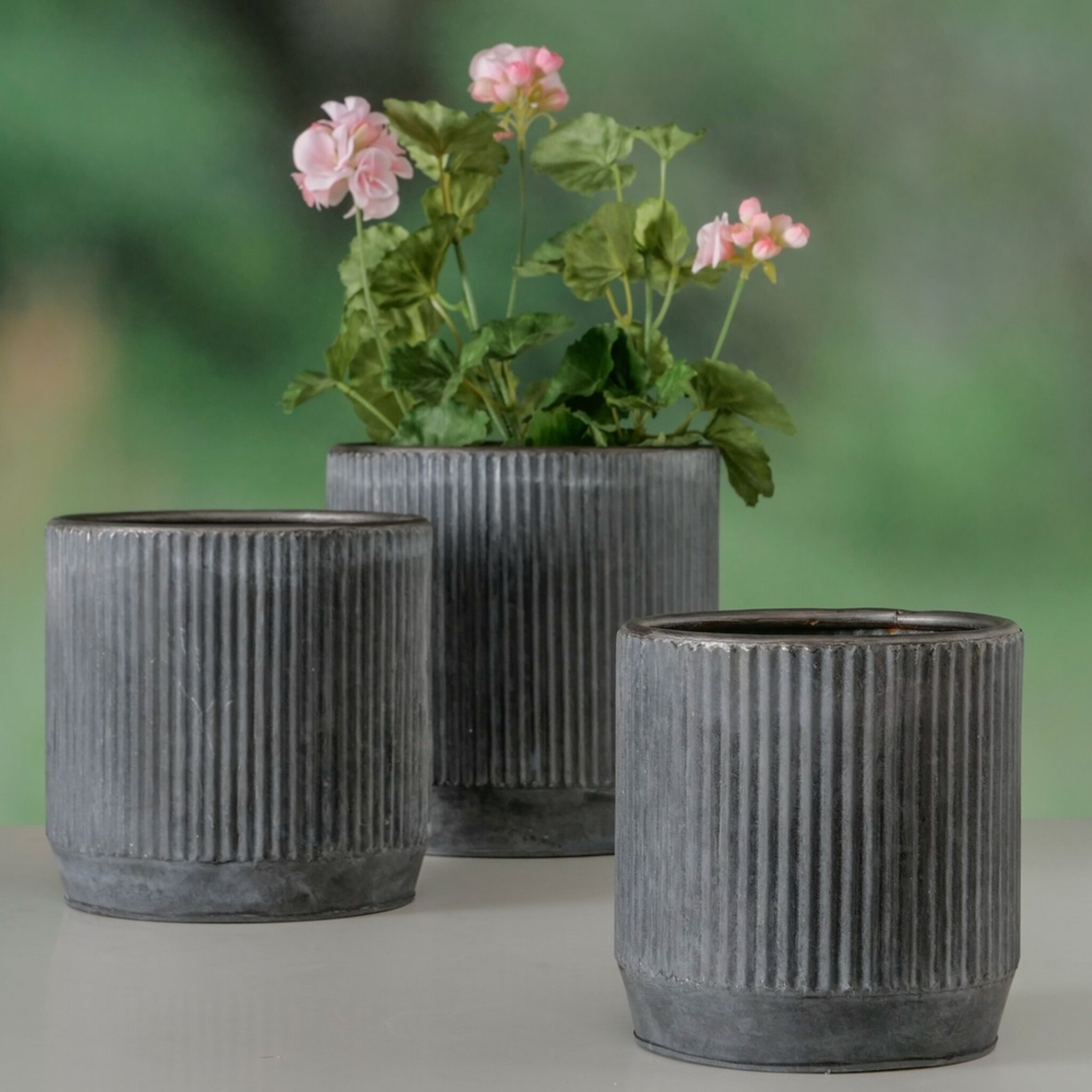 Metall Übertopf Bionda, 3er Set, grau 