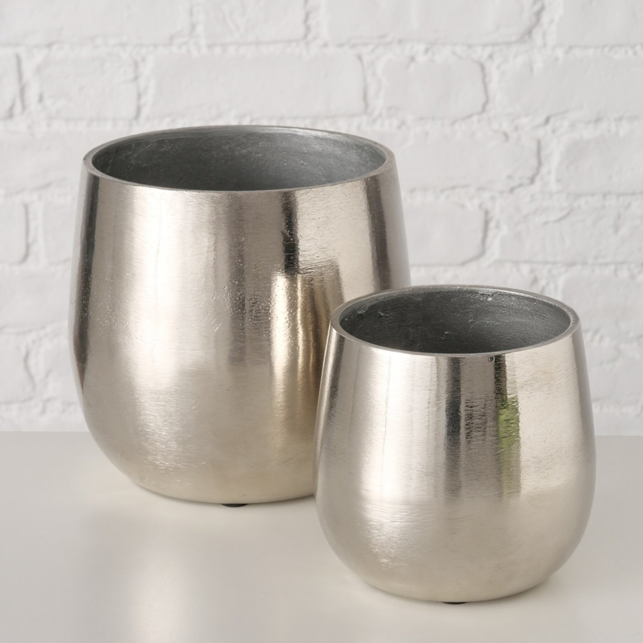 Übertopf 2er-Set Flaire, silber Aluminium, silber 