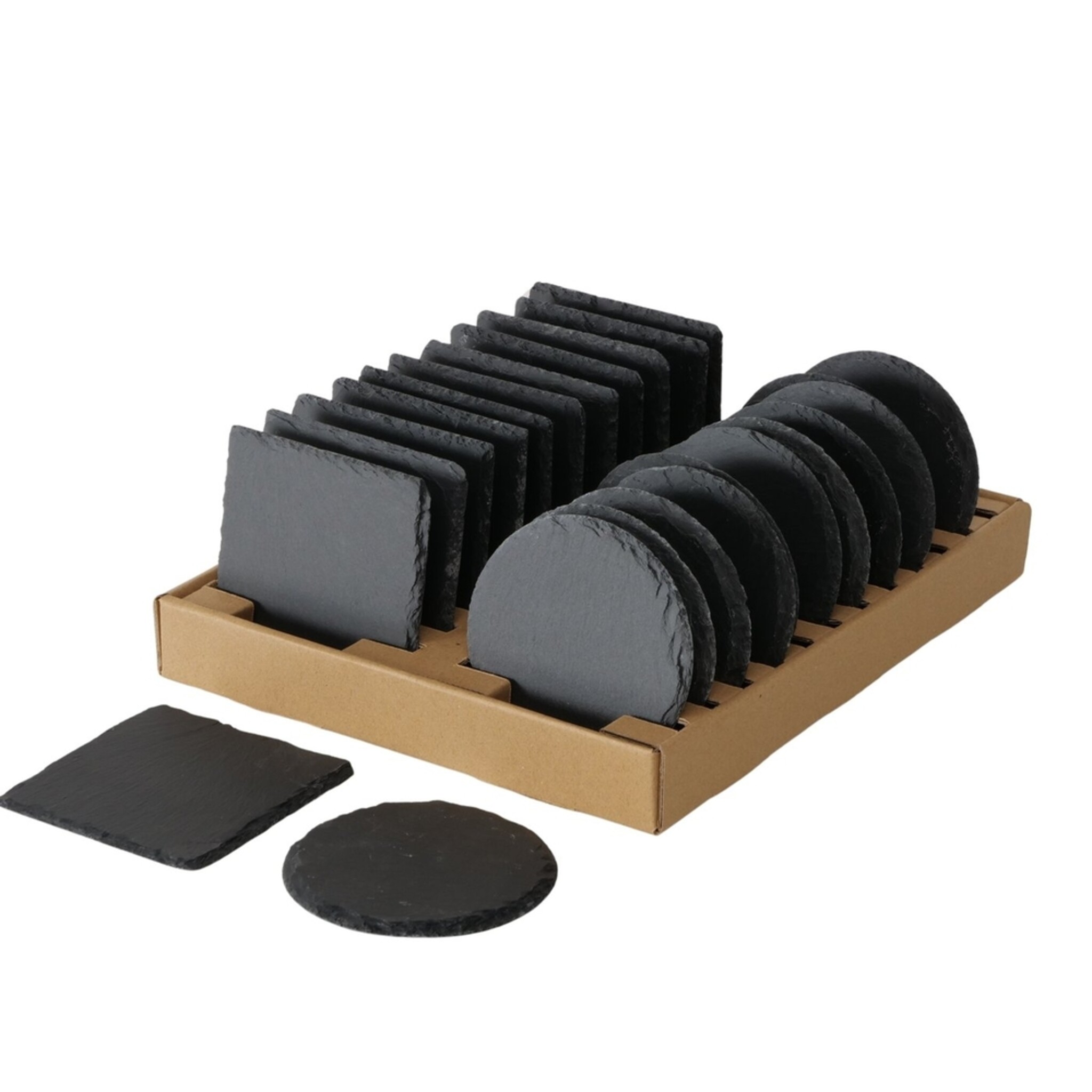 Untersetzer Stonka aus Schiefer, 2er, schwarz 