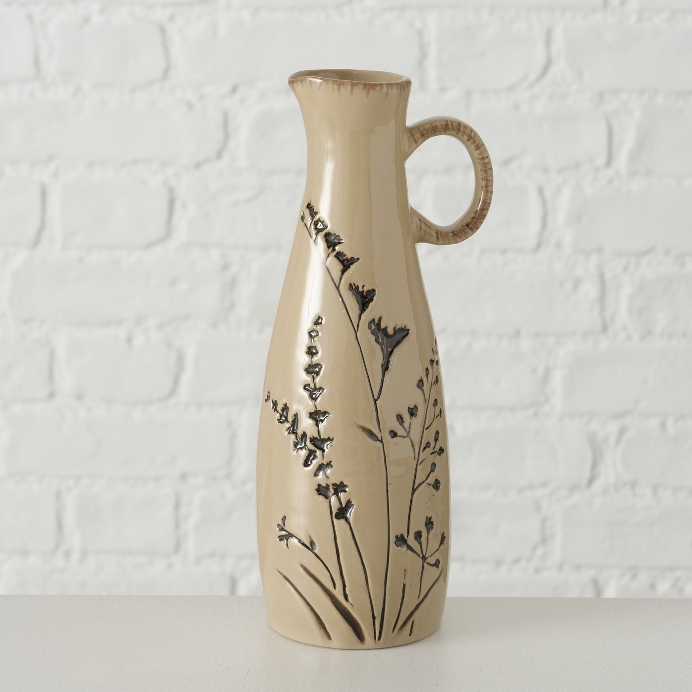 Vase Botanico mit Henkel 2er Set, taupe 