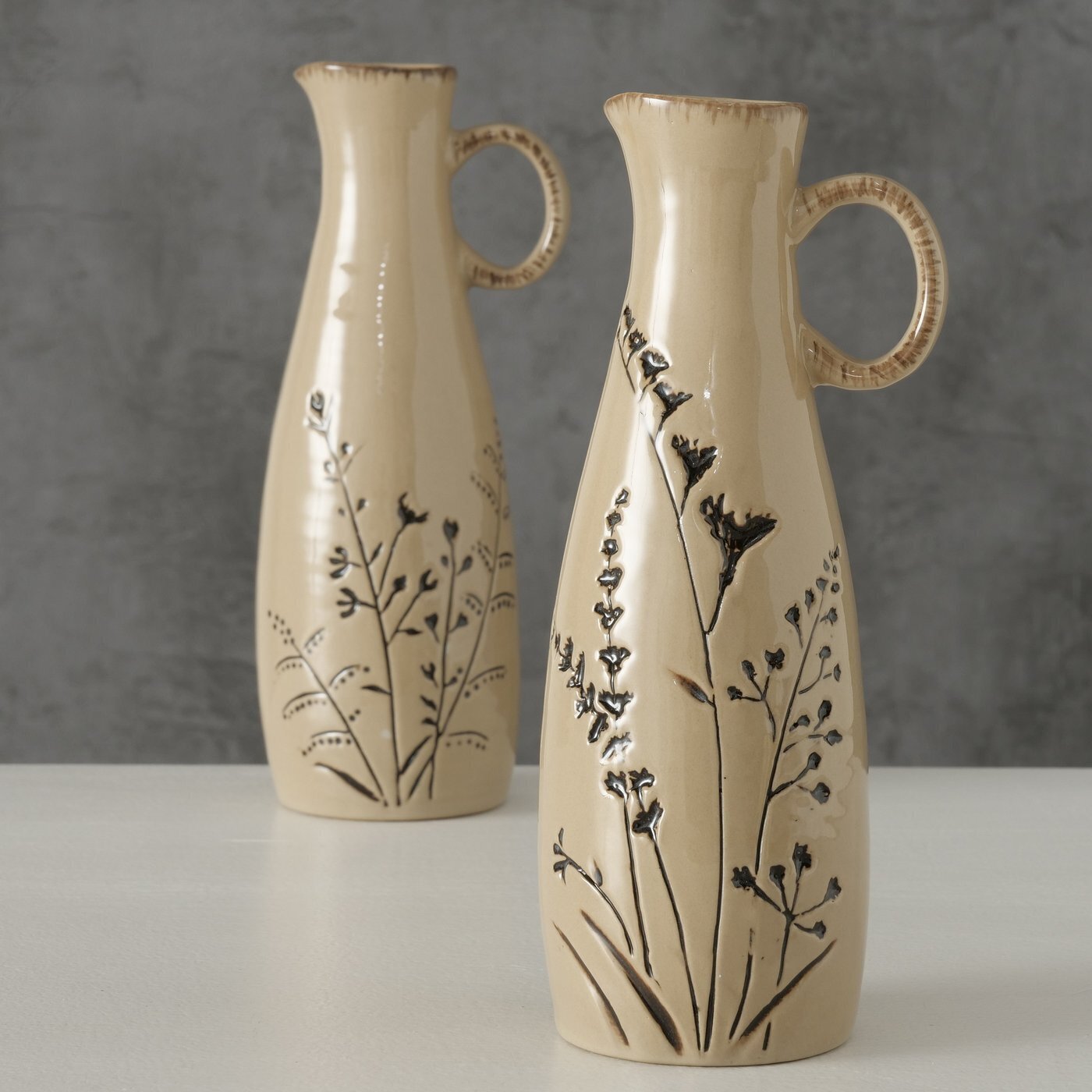Vase Botanico mit Henkel 2er Set, taupe 