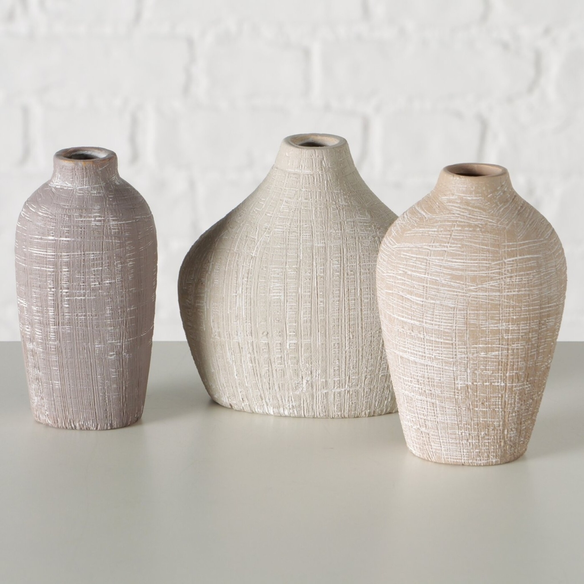Boltze Vase Brisby 3er-Set, braun 