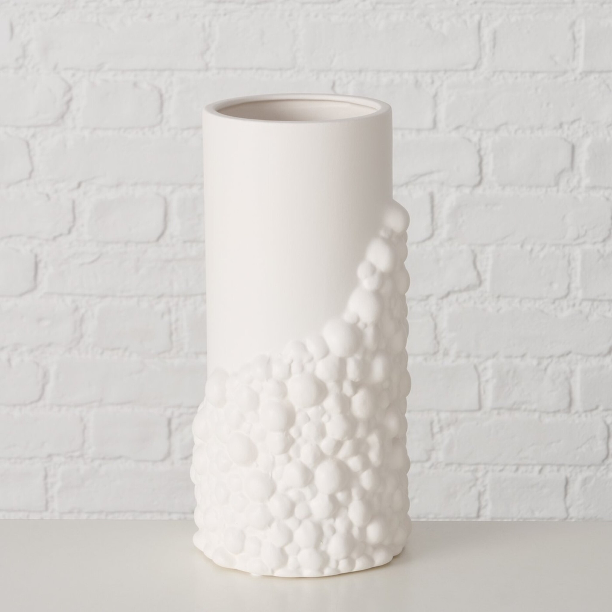 Vase Bule aus Steingut, weiss 30,5 cm, Ø 15,3 cm