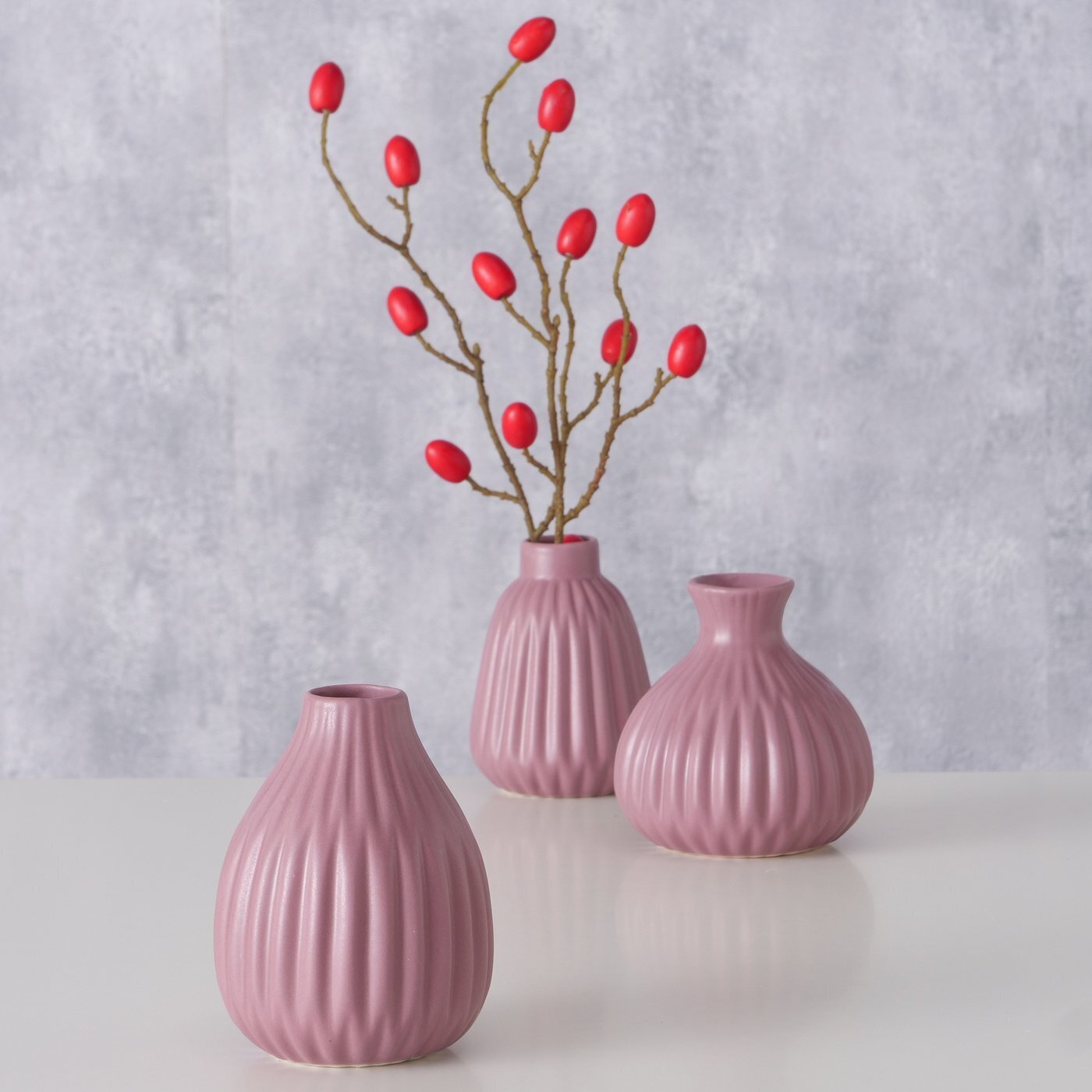 Vase Esko 3er-Set, dunkelrosa 