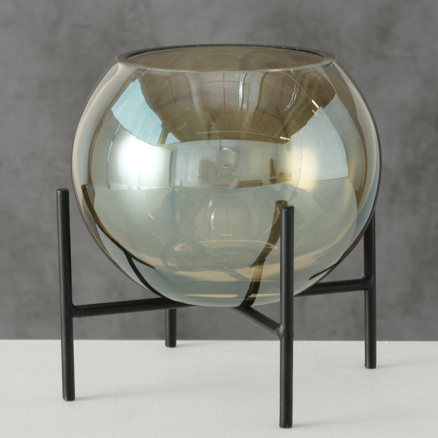 Vase mit Gestell Calluma, braun, schwarz 