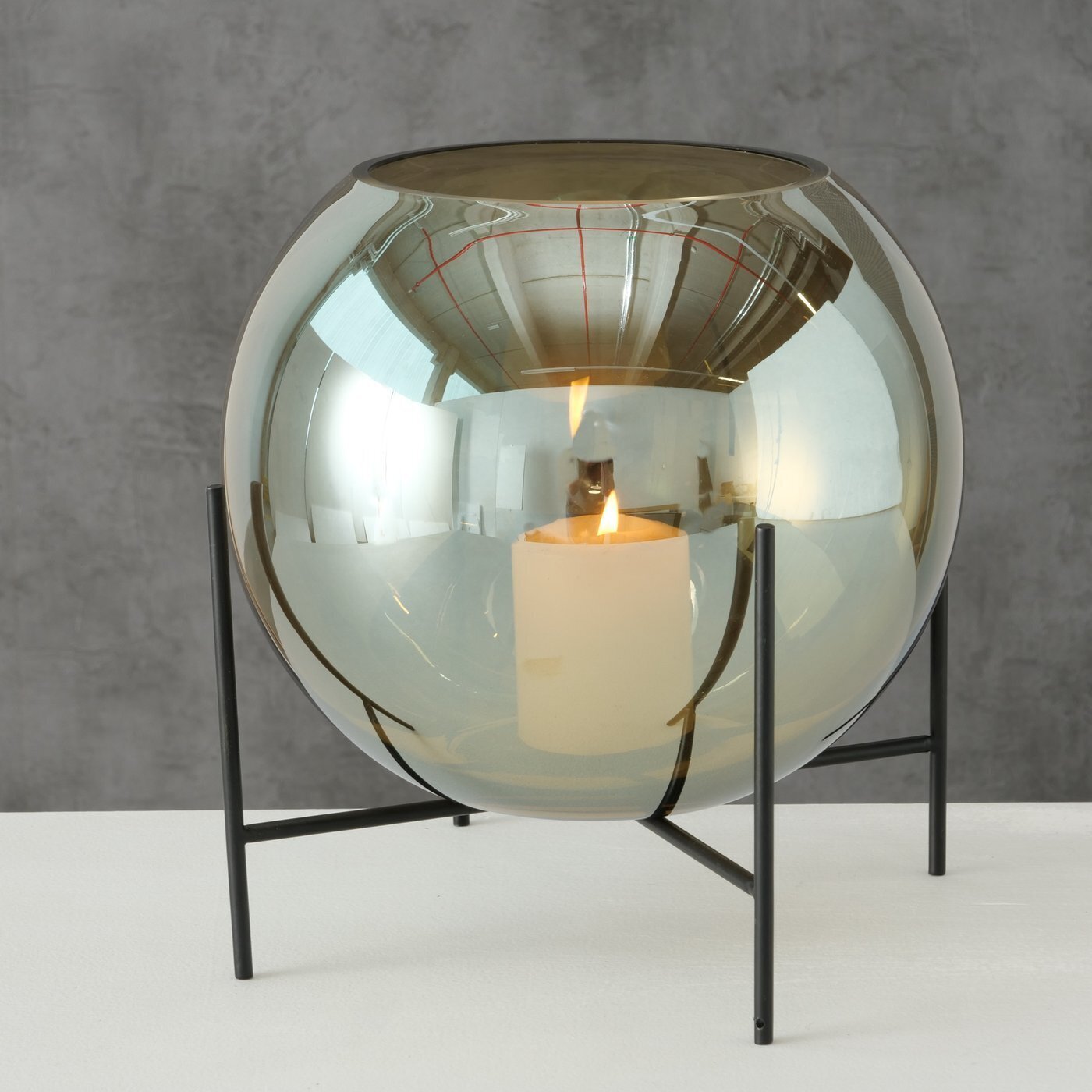 Vase mit Gestell Calluma, braun, schwarz 