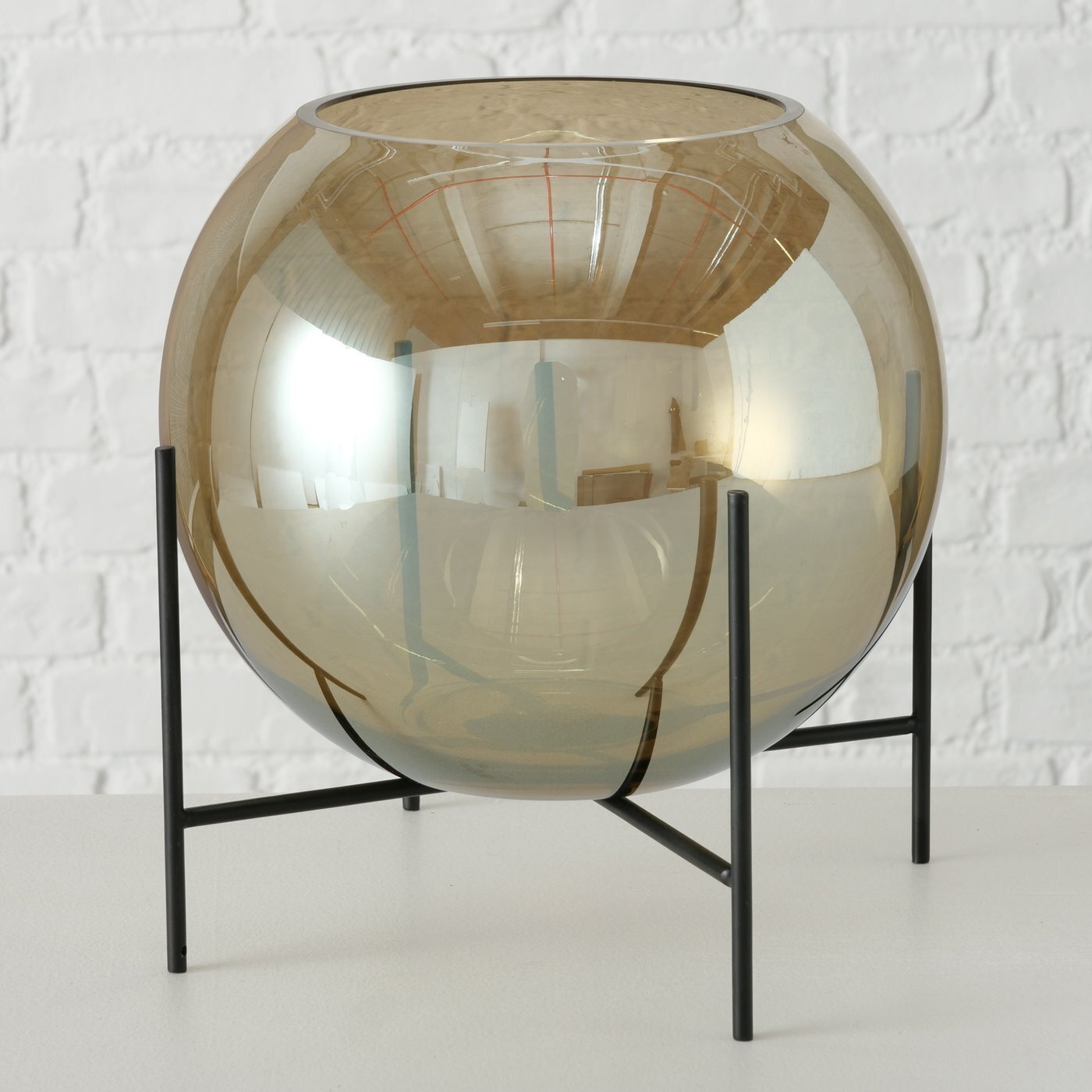 Vase mit Gestell Calluma, braun, schwarz 