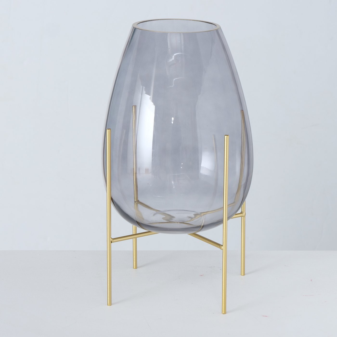 Vase Orlina mit Gestell, grau, gold 