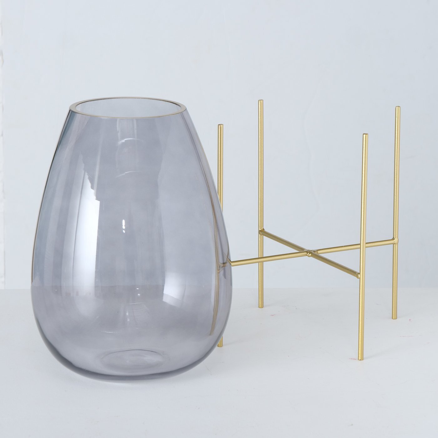 Vase Orlina mit Gestell, grau, gold 