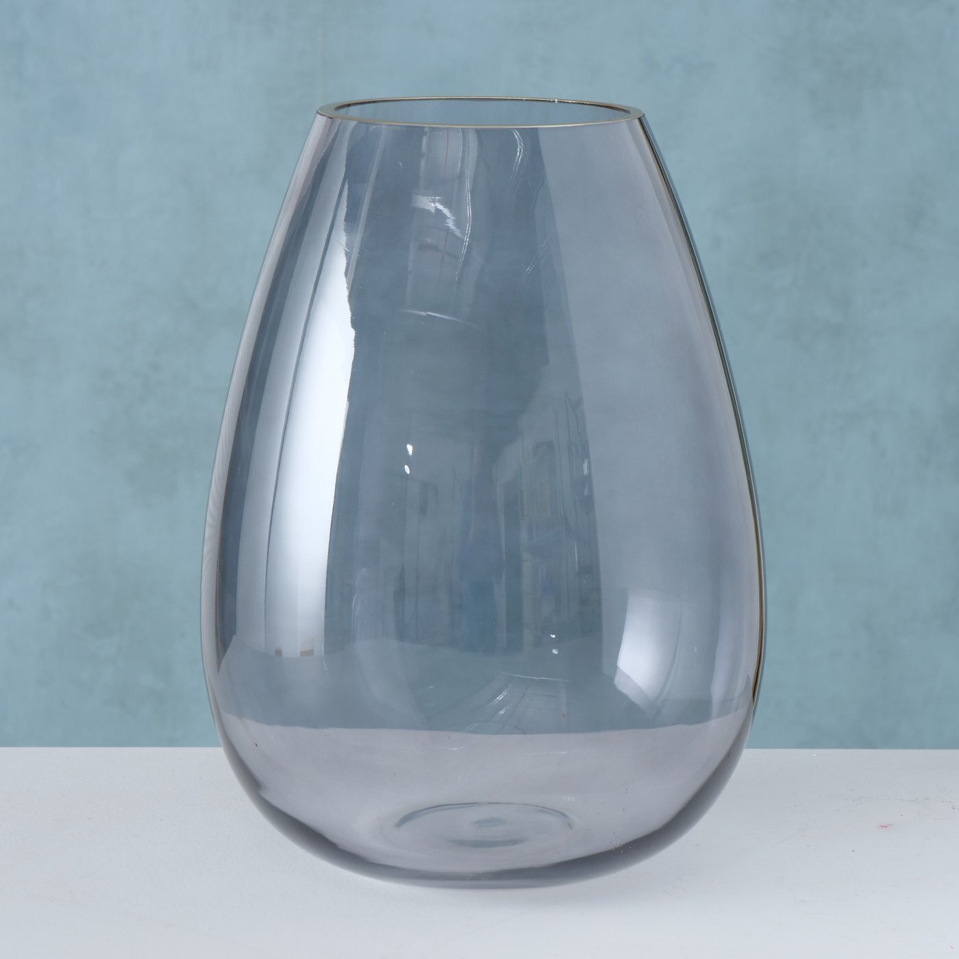 Vase Orlina mit Gestell, grau, gold 