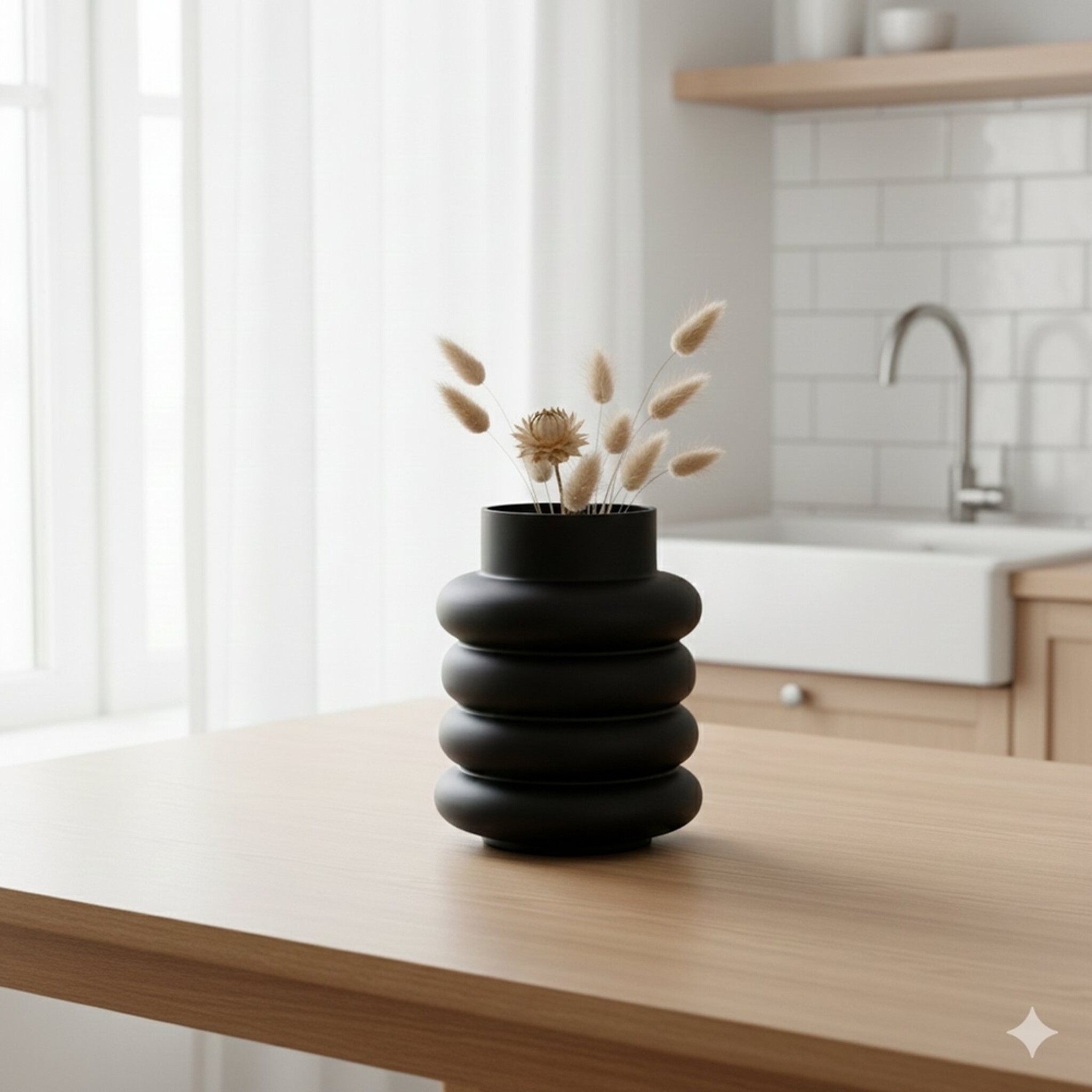 Vase Ribbo, schwarz 20 cm, Ø 15 cm