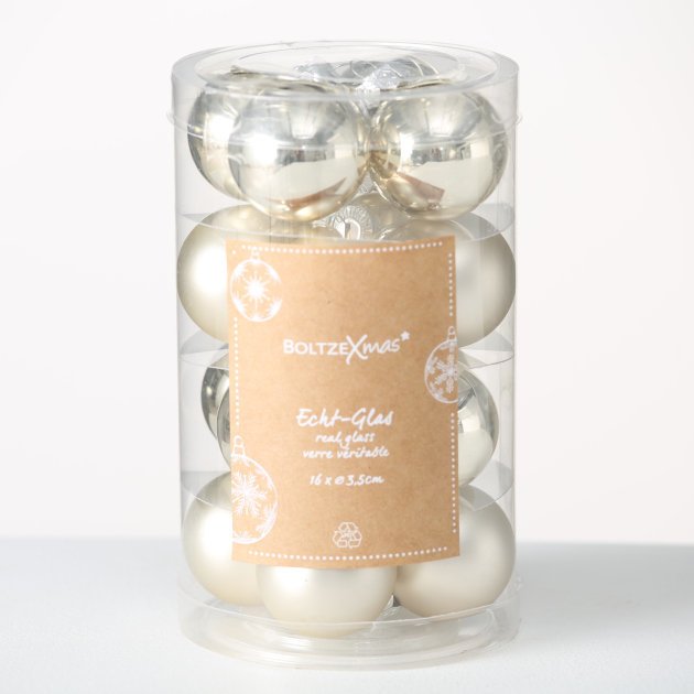 Weihnachtskugeln Ø 4 cm, 16 tlg, champagner 