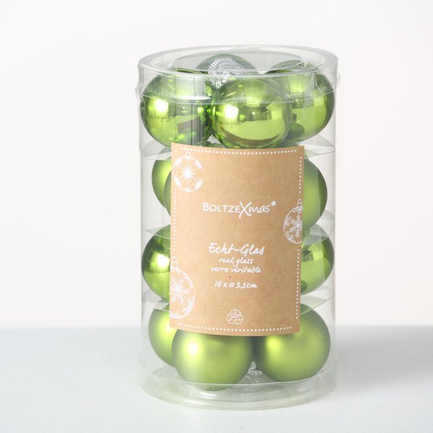 Weihnachtskugeln Ø 4 cm, 16 tlg, apfelgrün 