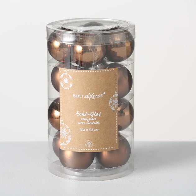 Weihnachtskugeln Ø 4 cm, 16 tlg, dunkelbraun 