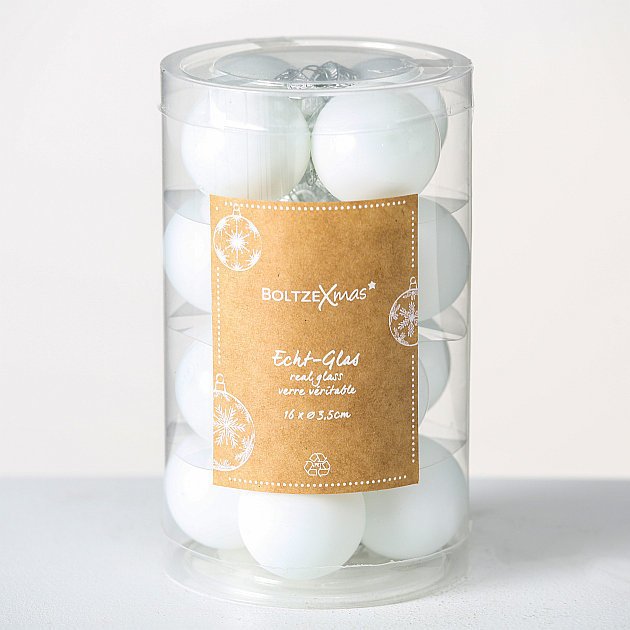 Weihnachtskugeln Ø 4 cm, 16 tlg, weiss 