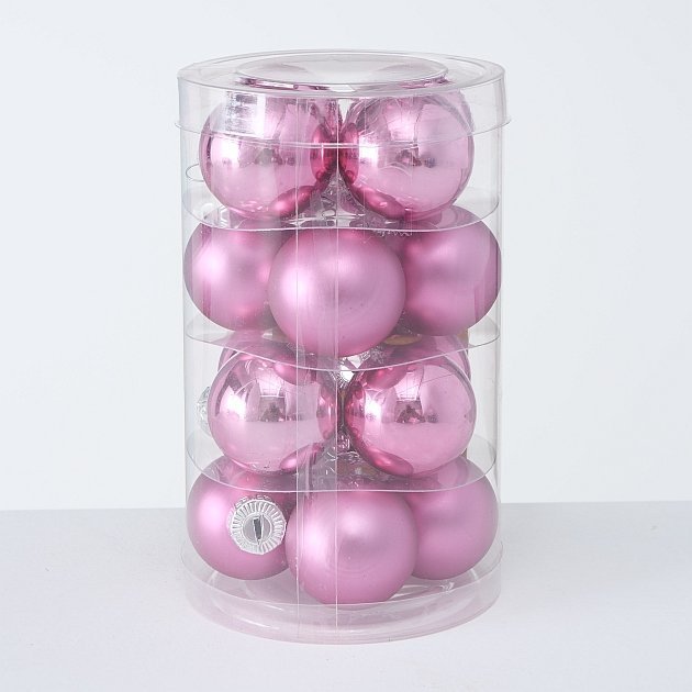 Weihnachtskugeln Ø 4 cm, 16 tlg, dunkelrosa 