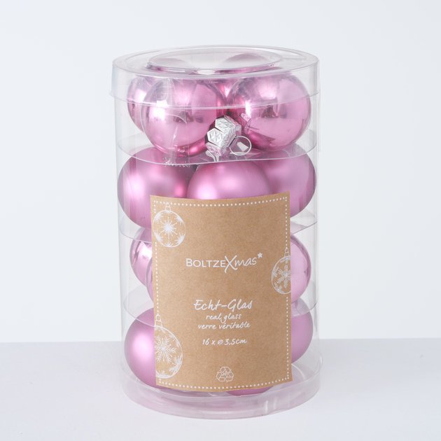 Weihnachtskugeln Ø 4 cm, 16 tlg, dunkelrosa 