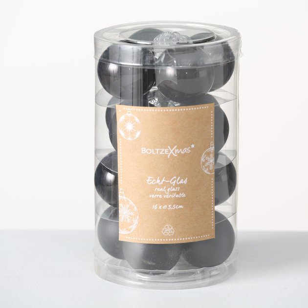 Weihnachtskugeln Ø 4 cm, 16 tlg, schwarz 