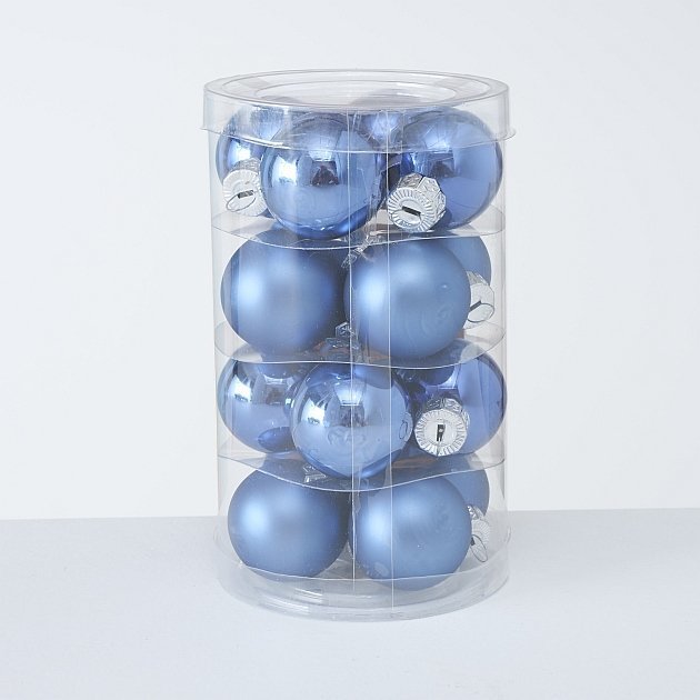 Weihnachtskugeln Ø 4 cm, 16 tlg, blau 