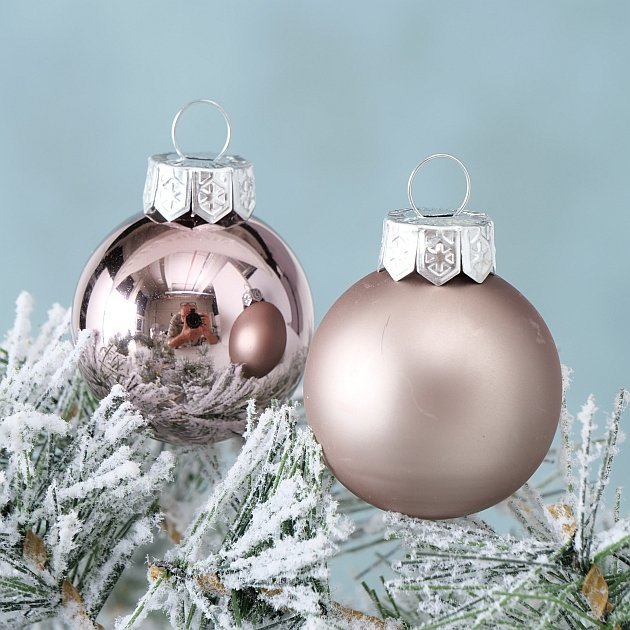 Weihnachtskugeln Ø 4 cm, 16 tlg, taupe 