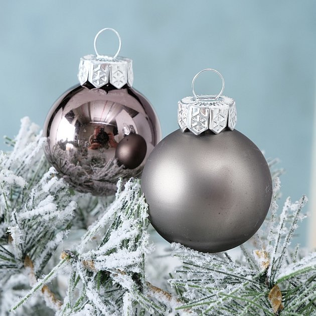 Weihnachtskugeln Ø 4 cm, 16 tlg, grau 