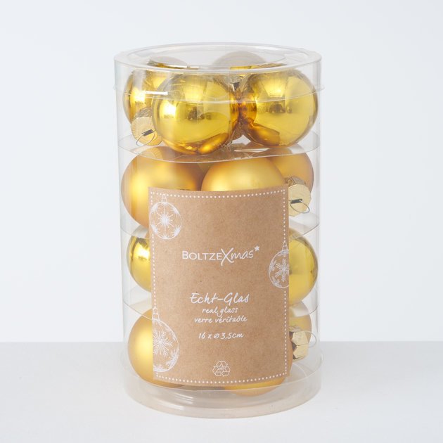 Weihnachtskugeln Ø 4 cm, 16 tlg, dunkelgold 