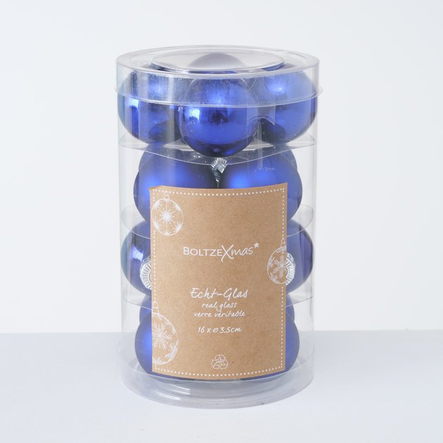 Weihnachtskugeln Ø 4 cm, 16 tlg, royalblau 