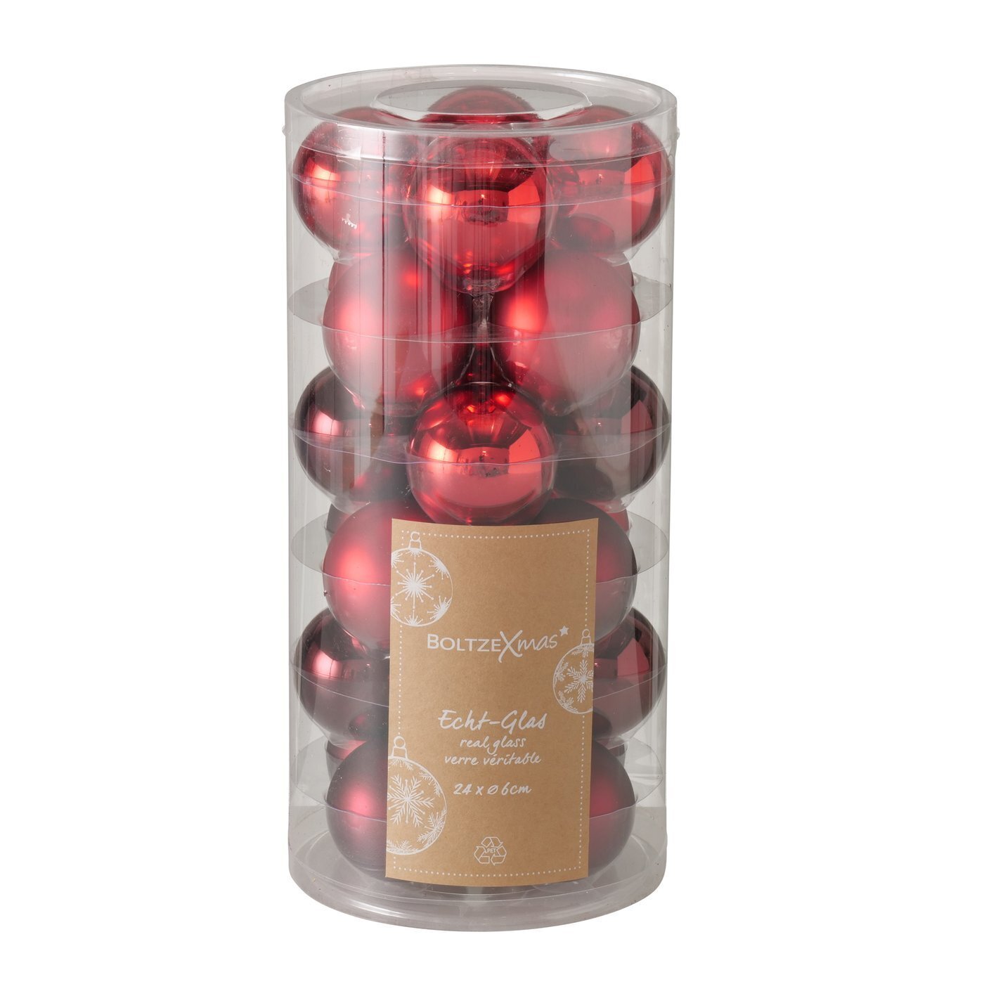 Weihnachtskugeln Ø 6 cm, 24 tlg, rot, weinrot 