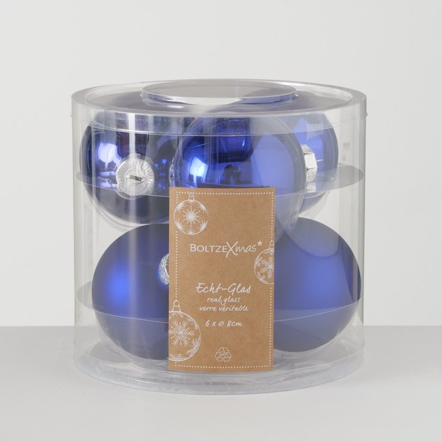 Weihnachtskugeln Ø 8 cm, 6 tlg, royalblau 