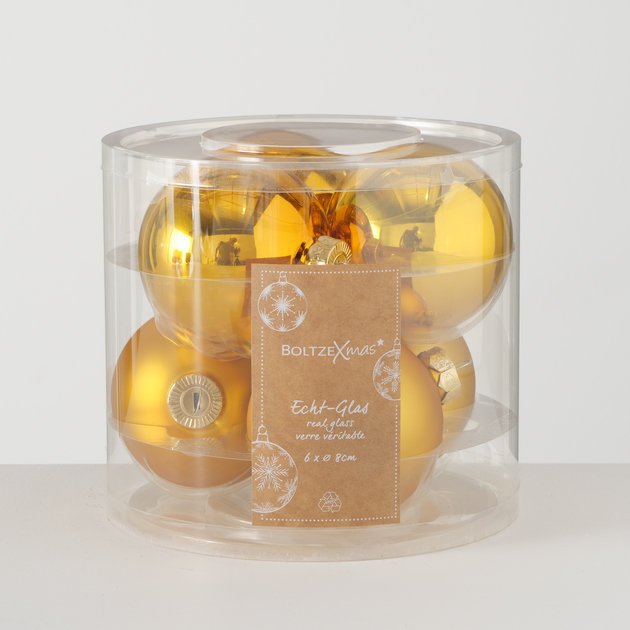 Weihnachtskugeln Ø 8 cm, 6 tlg, dunkelgold 