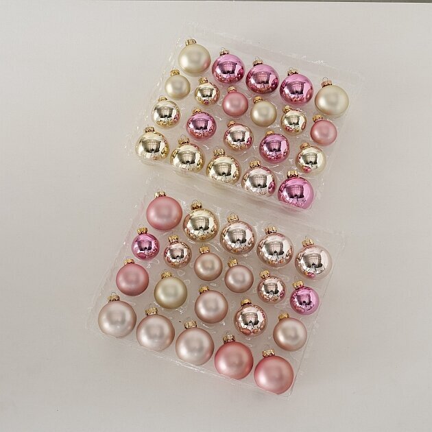 Weihnachtskugeln Set 42-tlg, rosa 