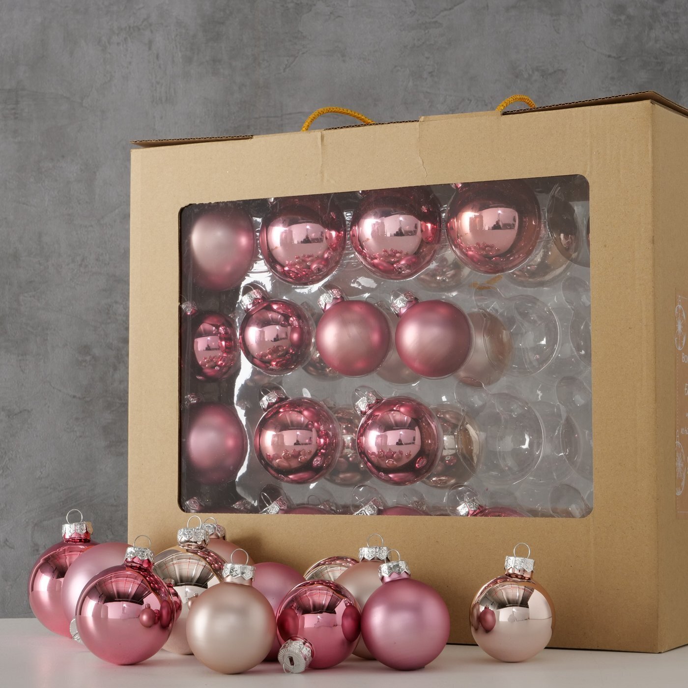 Weihnachtskugeln Set 42-tlg, rosa 
