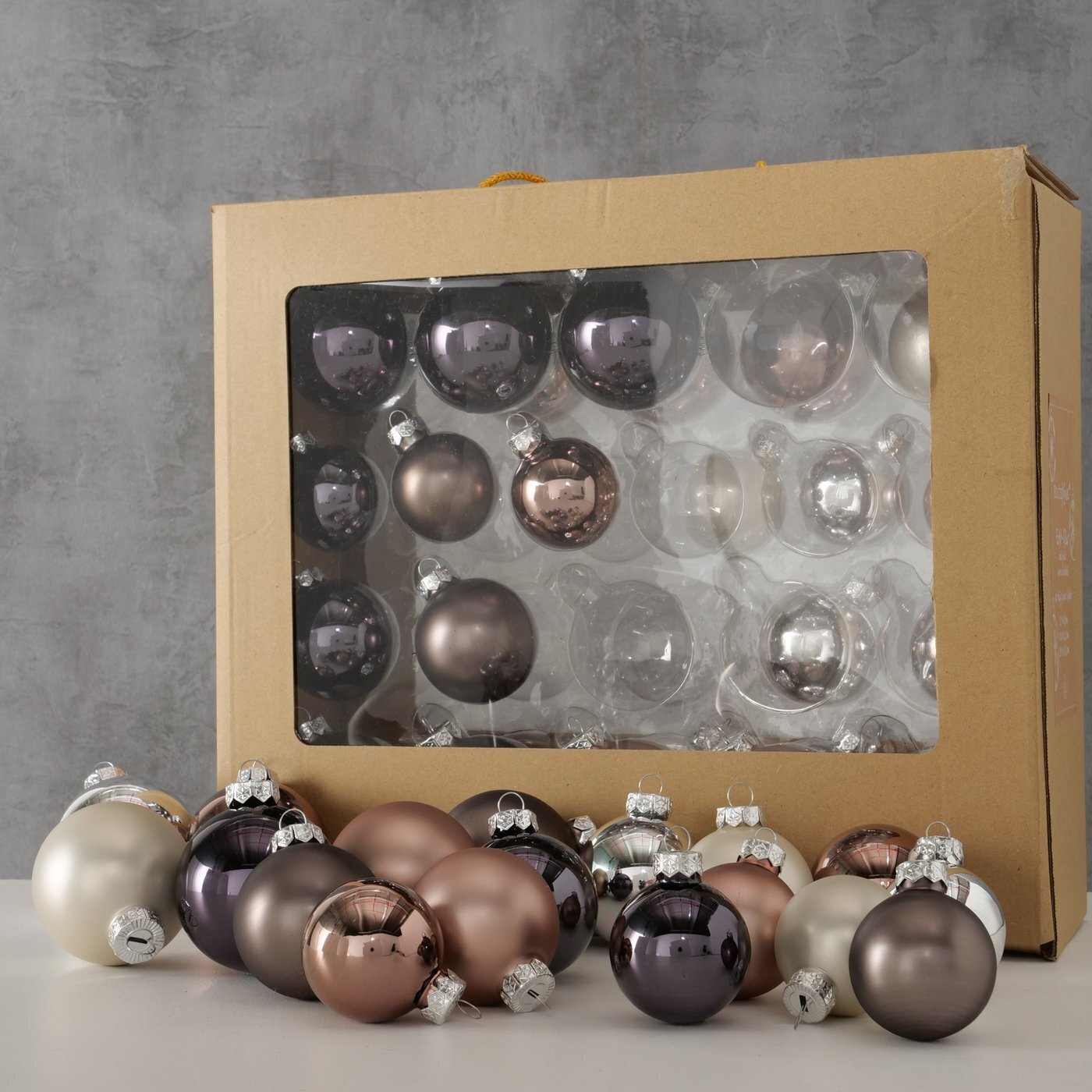 Weihnachtskugeln Set 42-tlg, braun 