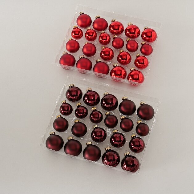 Weihnachtskugeln Set 42-tlg, weinrot 