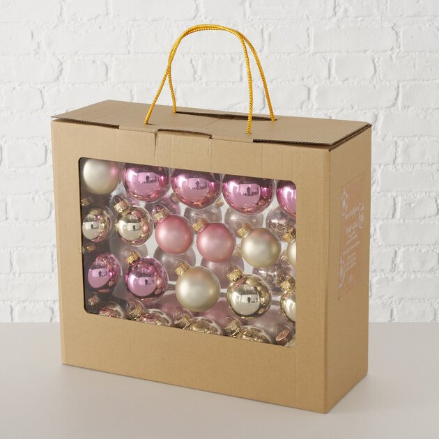 Weihnachtskugeln Set 42-tlg, hellrosa 