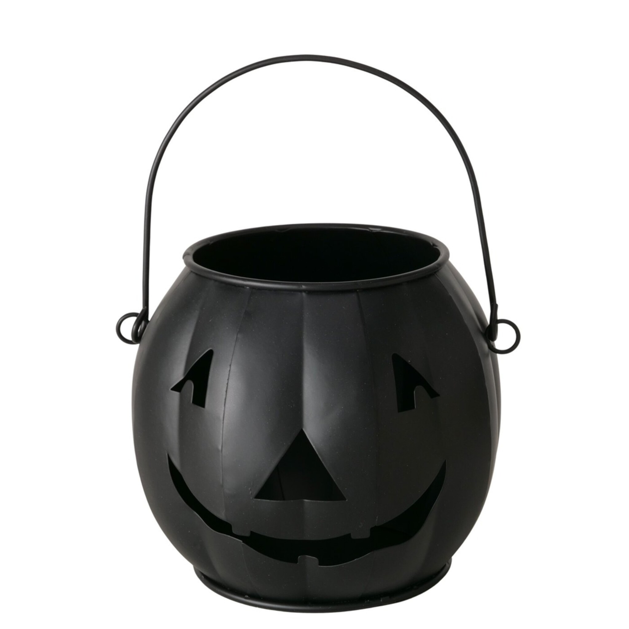 Windlicht Grimasi Kürbis Halloween, schwarz 