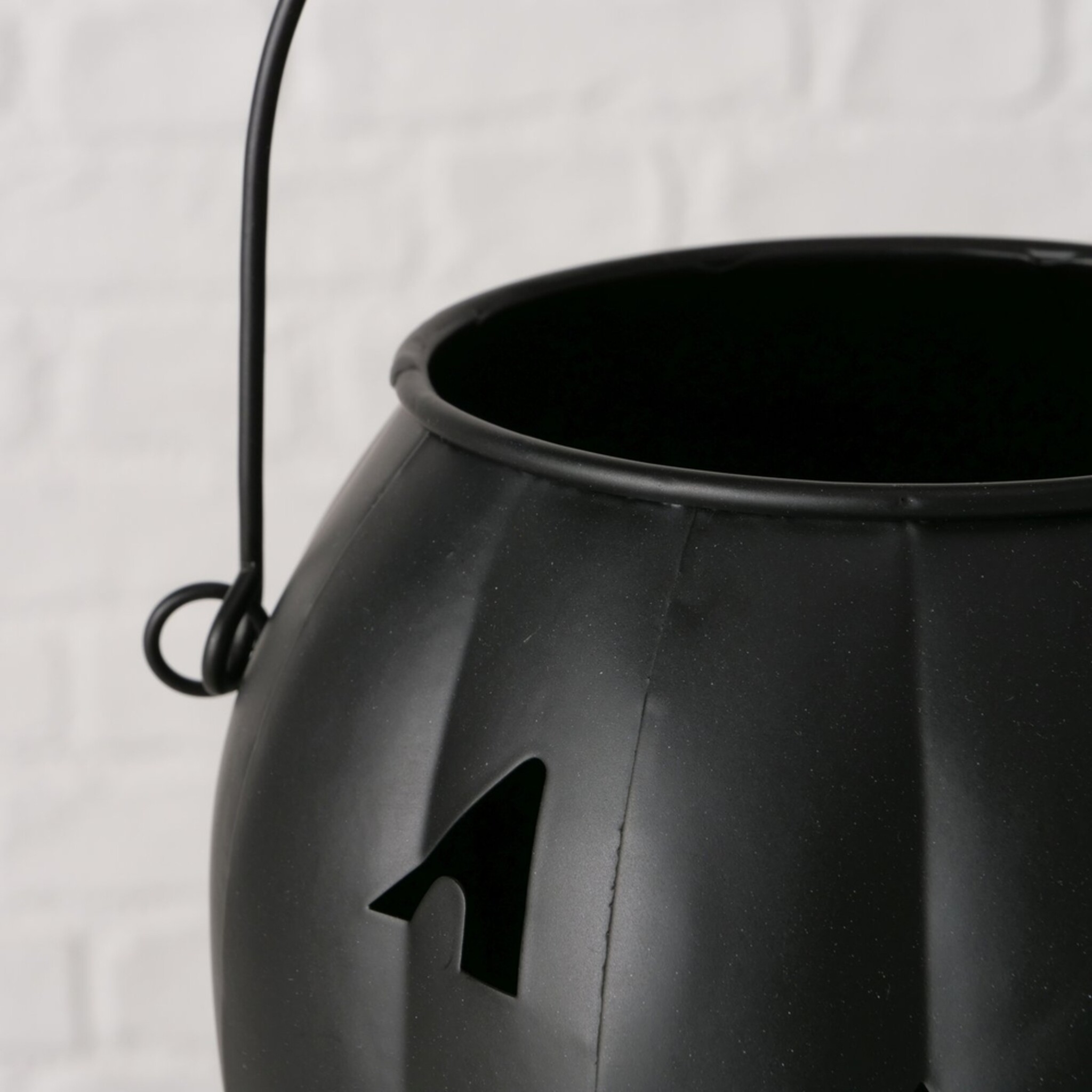 Windlicht Grimasi Kürbis Halloween, schwarz 