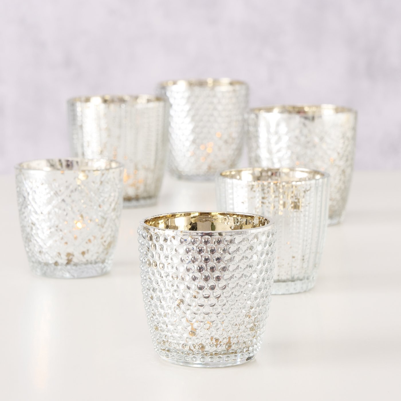 Windlicht Patty 6er-Set, antiksilber 