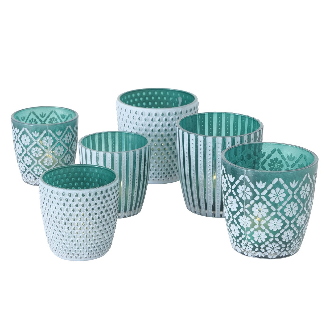 Windlicht Patty 6er-Set, petrol 