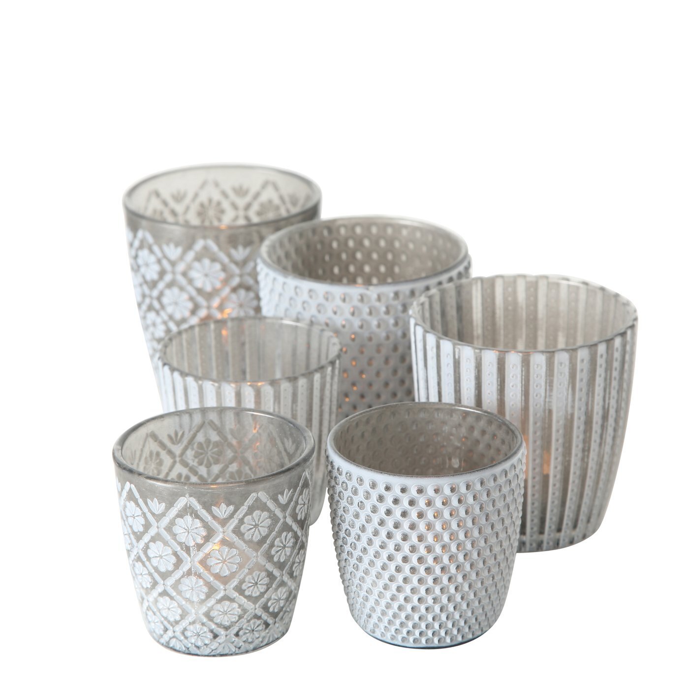 Windlicht Patty 6er-Set, grau 